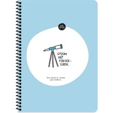 Fumeyabi Hisli Şeyler A4 Kareli Spiralli Stickerli Defter Gözüm Yükseklerde