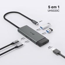 Fumeyabi UH5020C | Usb-C 5-In-1 Hub | 4K@60Hz HDMI | 100W Hızlı Şarj | 2× Usb-A Port | 1× Usb-C Port | Tak & Çalıştır | Windows | Mac | Linux & Mobile Uyumlu