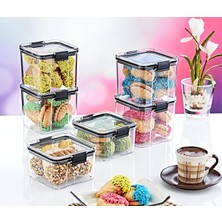 Fumeyabi Akrilik Kilitli Kare Saklama Kabı 700ML 3 Adet, 700ML 3'lü Kilitli Saklama Kabı (3 Adet 700ML)