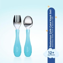 Fumeyabi Paslanmaz Çelik Kaşık Çatal Seti - Mavi