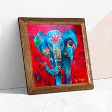 Fumeyabi Pinecone Fil Taş Duvar Tablosu - Ahşap Çerçeveli Taş Tablo - 25X25 cm - Dekoratif Duvar Sanatı - Modern Ev ve Ofis Duvar Dekoru W1-214