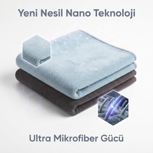 Fumeyabi Velvet Soft Süper Emici Kadife Doku Mikrofiber Bez 2'li Set Açık Mavi - Gri 40X40 cm