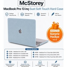 Fumeyabi MacBook Pro 13 Süet Dokulu Kılıf A1706 A1708 A1989 A2159 A2251 A2289 A2338 M1 M2 Uyumlu Ince Hafif Sert Kılıf Koruyucu Kapak Açık Mavi