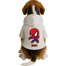Odea Monopetz Baskılı Içi Polarlı Köpek ve Kedi Kıyafeti & Elbisesi - Beyaz Renk Kapüşonlu Hoodie Bafc2, Xl