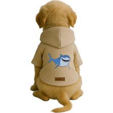 Odea Monopetz Baskılı Içi Polarlı Köpek ve Kedi Kıyafeti & Elbisesi - Bej Renk Kapüşonlu Hoodie B0A52, 5xl