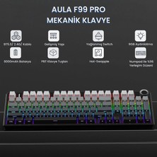 Fumeyabi F99 Pro 3 Modlu Rgb Hot Swap Mekanik Nimbus V3 Switch Kablosuz Makrolu Klavye Gradyan Gri