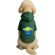 Odea Monopetz Baskılı Içi Polarlı Köpek ve Kedi Kıyafeti & Elbisesi - Yeşil Renk Kapüşonlu Hoodie B51FF, 6xl