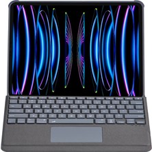 Universal Apple T5509D iPad Pro 12.9 (2022) Kılıf Palermo Ledli Klavyeli Standlı Tablet Kılıfı - Siyah
