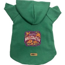 Odea Monopetz Kapişonlu Polar Sweatshirt Köpek ve Kedi Kıyafeti & Elbisesi Yeşil Happy Halloween Xl