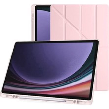 Fumeyabi Klasse Samsung Galaxy Tab S10 Fe / S9 Fe 10.9 Inç Uyumlu Smart Kılıf, S Pen Kalemlikli, Trifold, Esnek, Mat, Darbeye Tam Dayanıklı Tablet Kılıfı (Pembe)