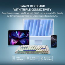 Fumeyabi Gasket Pro x Kablosuz Mekanik Oyun Klavyesi, %75 Düzen, Üçlü Mod (Kablosuz, Bluetooth, Kablo), Rgb, 81 Tuş, Doğrusal Anahtarlar, Akıllı Ekran, Beyaz