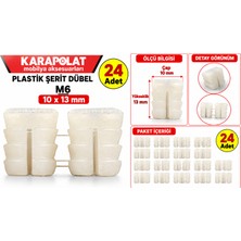 Karapolat M6 Plastik Şerit Dübel 10X13 mm 25 Adet Mobilya Bağlantı Dübeli