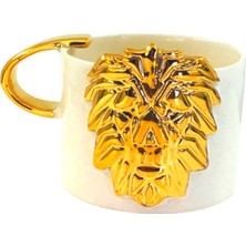 Odea Cw Celine's Wonders 24 Ayar Altın Işlemeli, Aslan KABARTMALI,%100 El Yapımı Mug, 220 ml