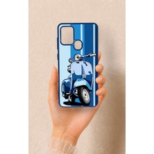 Vip Case Samsung A21S Uyumlu Mavi Scooter Desenli Silikon Kılıf
