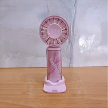 Junglee Fashion Mini Şarjlı El Fanı Masaüstü Telefon Standlı Serinletici Vantilatör Soğutucu Fan -Pembe