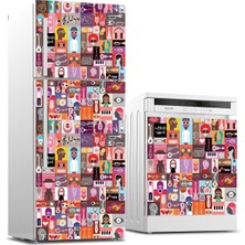 Odea Buzdolabı ve Bulaşık Makinası Beyaz Eşya Sticker Kaplama Pop Art Music Collage