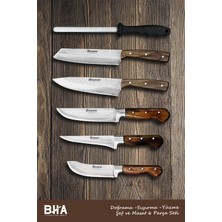 Sürmene Bıçakçı Hacı Ahmet Sürmene Bha Ahşap Günlük Kullanım Detaylı Şef Santoku Günlük  Mutfak Çeyiz 6 Parça Bıçak Seti