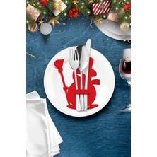 Odea Artikel 6 Adet Kırmızı Kardan Adam Desenli Yılbaşı Dekoratif Kaşıklık, Yeni Yıl Sofrası Aksesuarı, Dekoratif Keçe Kaşıklık, Yeni Yıl