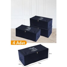 Odea Serstil 4 Adet - Küçük Boy Baskı Detaylı Lacivert Hurç 52 x 28 x 21 cm