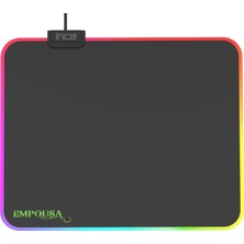 Universal Inca IMP-024T Empousa Rgb 7 LED Medıum Mousepad (320X270X3MM),12 Farklı Değişebilen Dokunmatik Işık Efekti,hızlı Kayan Yüzey, Kaymaz Kauçuk Taban