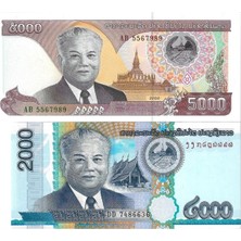 Emir Koleksiyon Coin & Paper Collection Laos 2000/5000 Kip Yabancı Kağıt Para Çil Unc Koleksiyon Para