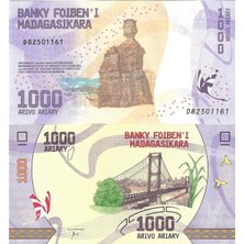 Emir Koleksiyon Coin & Paper Collection Madagaskar 2017 Yılı 1000 Ariary Kağıt Para Çil Unc Koleksiyon Para