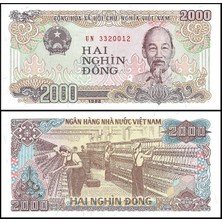 Emir Koleksiyon Coin & Paper Collection Vietnam 1988 Yılı 2000 Dong Kağıt Para Çil Unc Koleksiyon Para