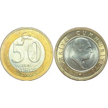 Emir Koleksiyon Coin & Paper Collection Türkiye 2005 Yılı Tedavül 50 Yeni Kuruş Çil Unc