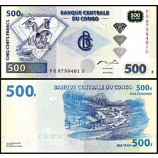 Emir Koleksiyon Coin & Paper Collection Demokratik Kongo 2002 Yılı 500 Francs Kağıt Para Çil Unc Koleksiyon Para