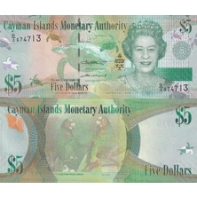 Emir Koleksiyon Coin & Paper Collection Cayman Adaları 2018 Yılı 5 Dolar ' Kraliçe Elizabeth ' Yabancı Kağıt Para Çil Unc Koleksiyon Para