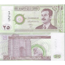 Emir Koleksiyon Coin & Paper Collection Irak Saddam Hüseyin 2001 Yılı 25 Dinar Yabancı Kağıt Para Çil Unc Koleksiyon Para