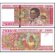 Emir Koleksiyon Coin & Paper Collection Madagaskar 2004 Yılı 25.000 Francs Kağıt Para Çil Unc Koleksiyon Para Nadir