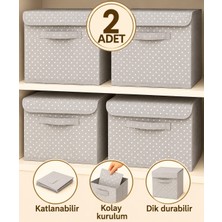 Esmana Living 2 Adet Kapaklı Desenli Dolap Içi Çamaşır Oyuncak Düzenleyici Katlanır Kapaklı Saklama Kutusu
