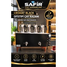 Safir Çay Kazanları Safir 4 Demlikli Kromat Siyah Ofistipi Çay Kazanı Siyah Tam Otomatik Çay Makinesi Sadece Elektrikli Siyah Çay Semaveri Çayland