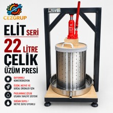 Elit 22 Litre Üzüm Sıkma Presi | 304 Çelik Sepet & Izgara | Şarap Yapma Makinesi
