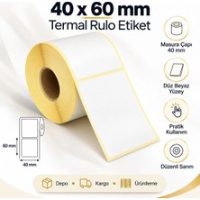 40X60 mm Rulo Ribonsuz Termal Barkod Etiketi 40 mm Masura 1000 Sarım