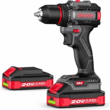 Odea Grogh GRX2022-2 Bmc Kömürsüz Motorlu Şarjlı Darbeli Matkap 20V 2X2AH Çift Akülü 65NM Profesyonel Vidalama ve Delme Seti