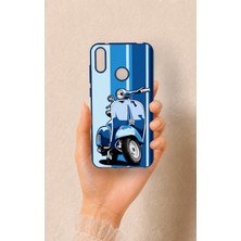 Vip Case Huawei Y7 2019 Uyumlu Mavi Scooter Desenli Silikon Kılıf