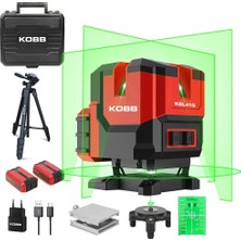Odea Kobb KBL41GTP 30METRE 4X90⁰/1X360⁰ Otomatik Hizalamalı Li-Ion Çift Akülü Profesyonel Yeşil Çapraz Çizgi Lazer Distomat + Tripod