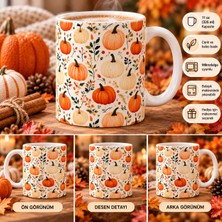 Tişört Kodu Sonbahar Balkabağı Desenli Porselen Kupa – Botanical Autumn 11 Oz