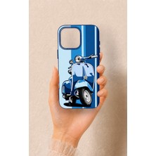 Vip Case iPhone 16 Pro Max Uyumlu Mavi Scooter Desenli Silikon Kılıf