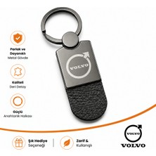 SAVEK Volvo Logolu Araba Anahtarlık Parlak Metalik, Çift Yönlü Logo, 9cm x 2,5cm, Hediyelik Oto Aksesuar