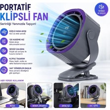 Junglee BWFN16 Klipsli Fan Masaüstü ve Bebek Arabası Için Şarjlı Mandallı Vantilatör 1800RPM 3600MAH Serinletici Mini Klima-Gri