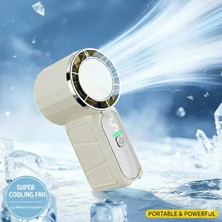 Junglee Ultra Mini Şarjlı El Fanı Cep ve Çanta Boyu Taşınabilir 5 Kademeli Vantilatör Soğutucu Fan -Beyaz