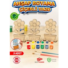 Self Power 3 Adet Ahşap Süslemeli Dıy Boyama El Sanatları Için Mükemmel Bahar ve Parti Masa Süslemeleri.