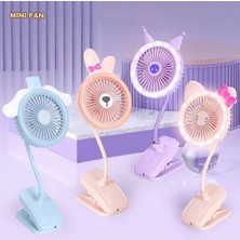 Junglee Mandallı Bebek Arabası Fanı Şarjlı LED Işıklı Klipsli Vantilatör Masaüstü Soğutucu Fan-Pembe