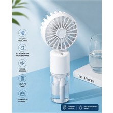 Junglee F2 Su Buharı Püskürtmeli Mini Fan Taşınabilir Sulu Buharlı El Vantilatörü Su Hazneli Mini Fan Şarjlı Pervane Boyun Askı Ipli Mini Klima -Beyaz