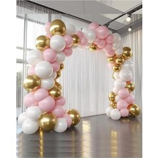 Odea Krom Gold, Pastel Beyaz ve Pembe Balon Seti, Parti Için