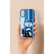 Vip Case iPhone 16 Plus Uyumlu Mavi Scooter Desenli Silikon Kılıf