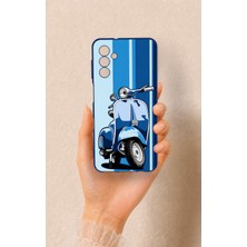 Vip Case Samsung A04S Uyumlu Mavi Scooter Desenli Silikon Kılıf